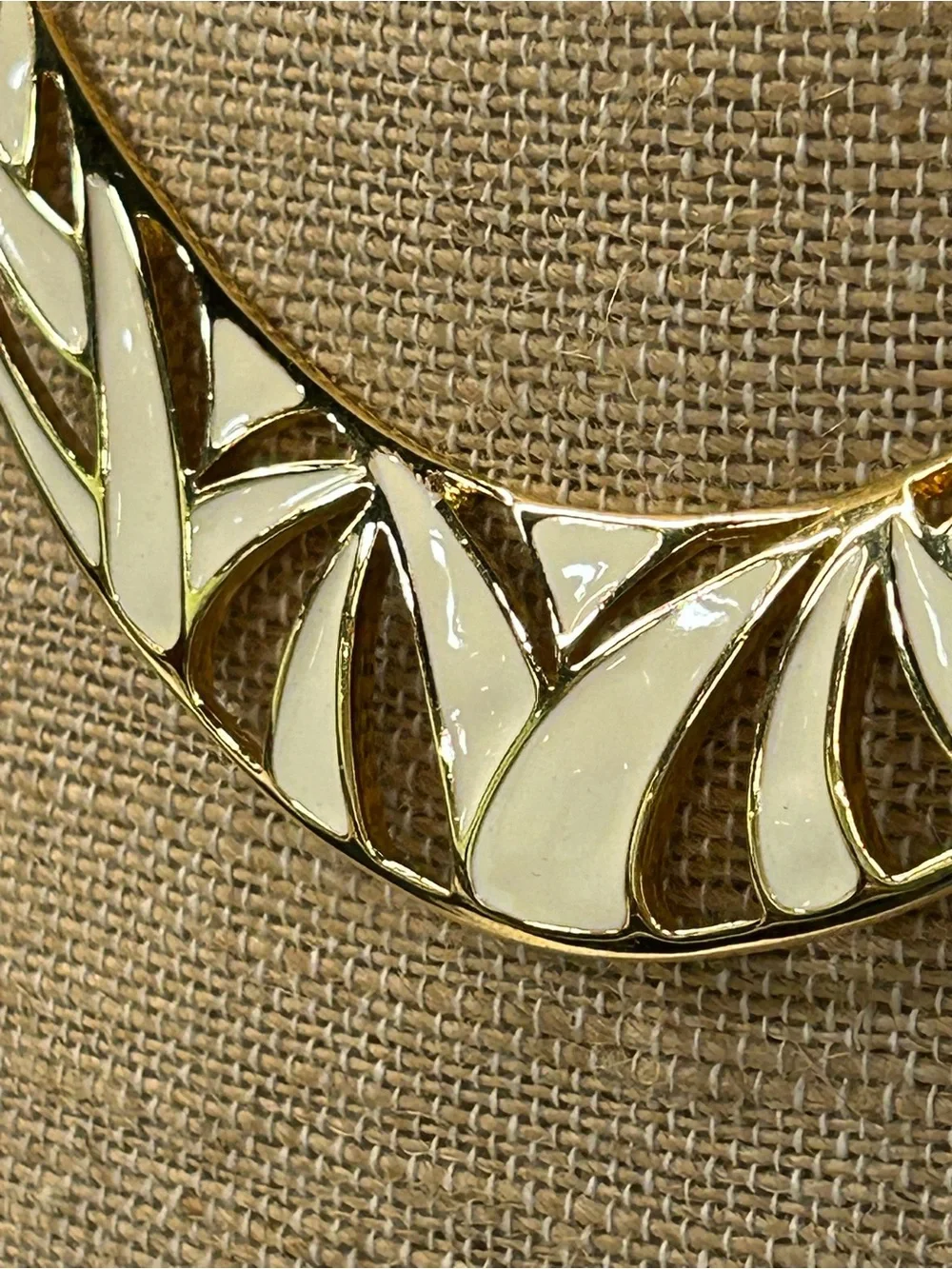 Monet modernist Gold-Tone White Enamel Statement Necklace